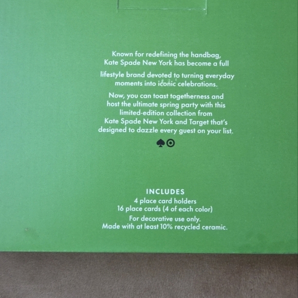 Kate Spade NWT 4pc Place Cards & Ceramic Holders Green/Blue/Red - Picture 2 of 4